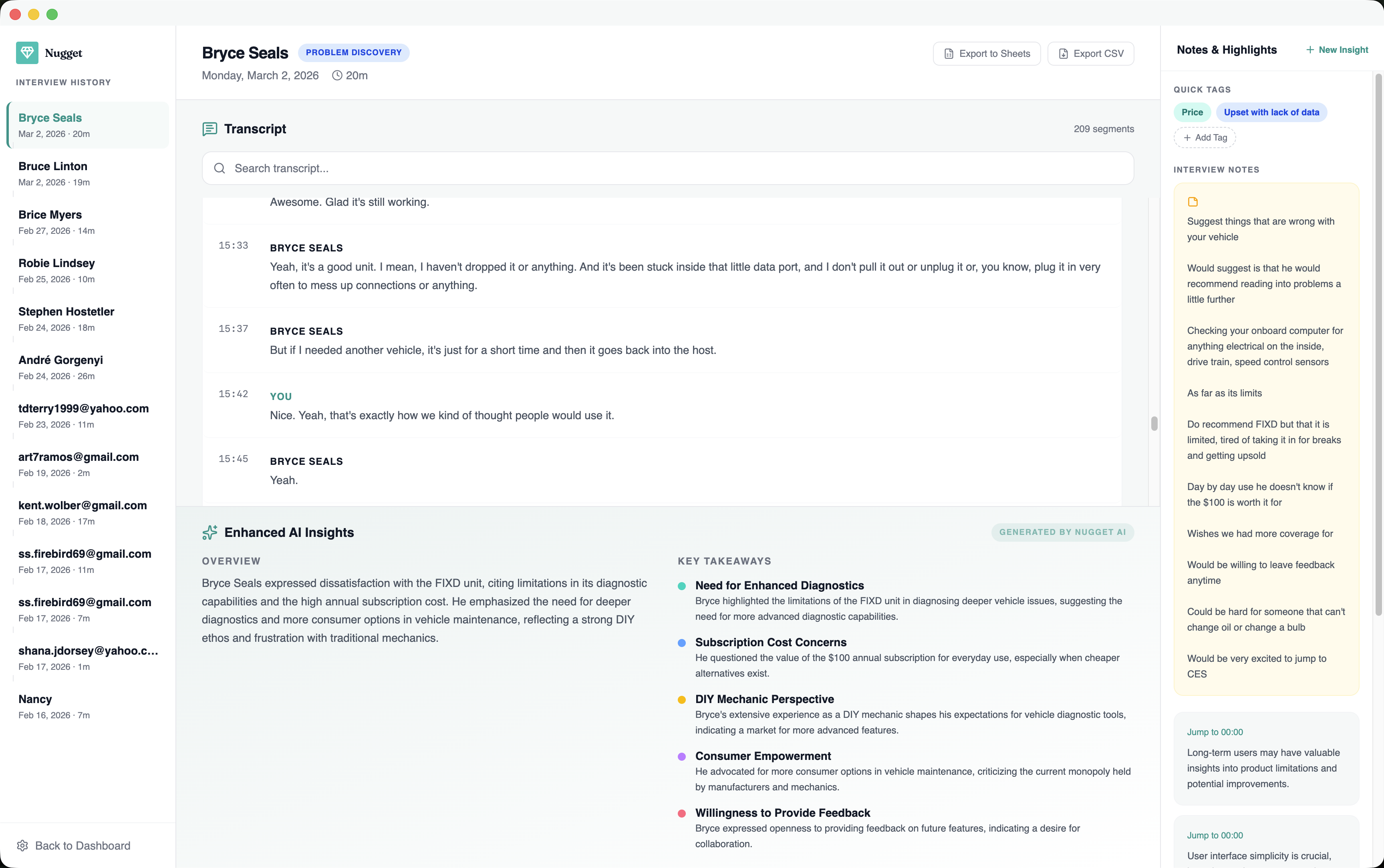 Nugget AI — Real-time interview transcription and insight extraction